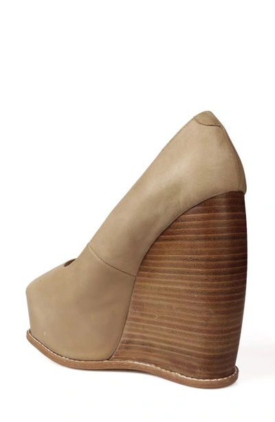 Zigi Milluh Peep Toe Platform Wedge Sandal In Nude Leather