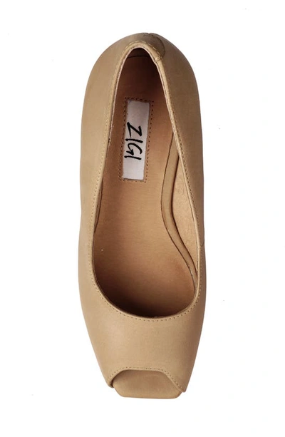 Zigi Milluh Peep Toe Platform Wedge Sandal In Nude Leather