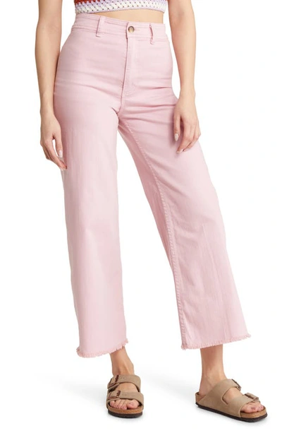 Shop Billabong Free Fall Stretch Crop Wide Leg Pants In Soft Pink