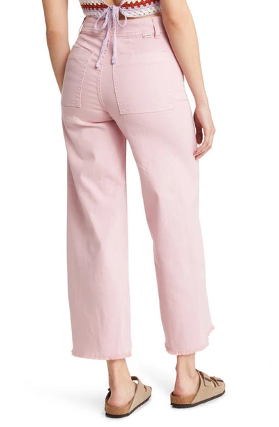 Billabong Free Fall Stretch Cotton Crop Wide Leg Pants In Soft Pink