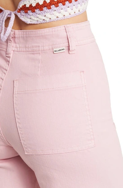 Billabong Free Fall Stretch Cotton Crop Wide Leg Pants In Soft Pink
