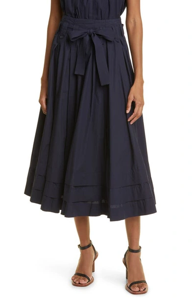 Shop Ulla Johnson Dylan Tiered Cotton Skirt In Midnight