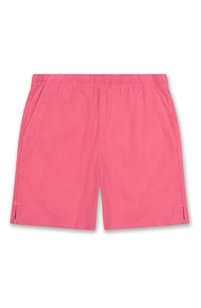 Shop Goodlife Essential Slim Fit Linen & Cotton Shorts In Neon Pink