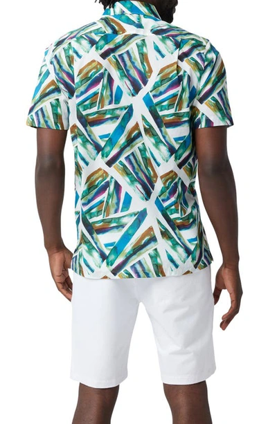 Shop Good Man Brand Big On-point Short Sleeve Organic Cotton Button-up Shirt In Watercolor Abstract Lines