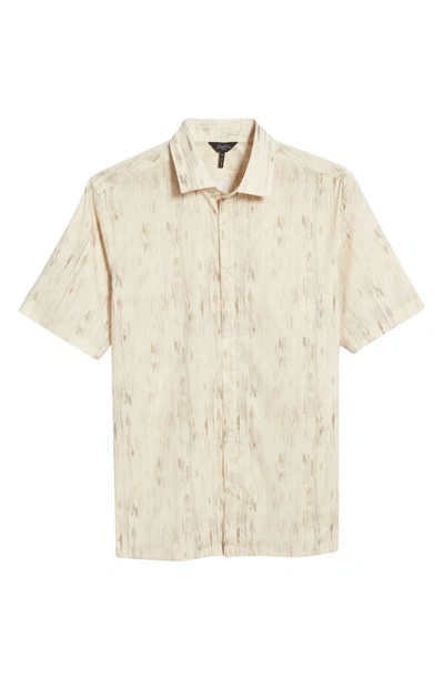 Shop Good Man Brand Big On-point Short Sleeve Organic Cotton Button-up Shirt In Natural Textured Lines