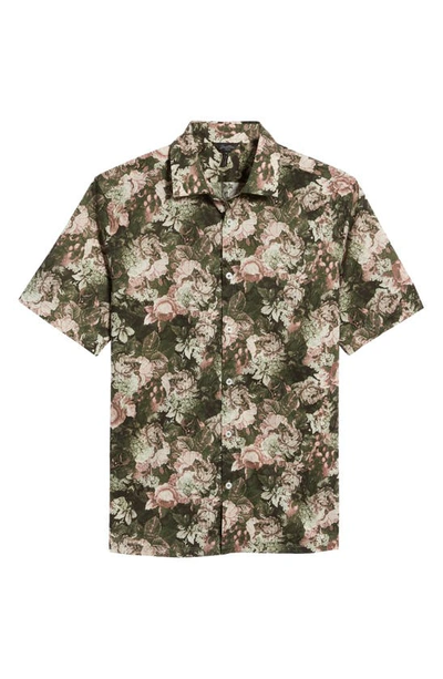 Shop Good Man Brand Big On-point Short Sleeve Organic Cotton Button-up Shirt In Kombu Green Tapestry Floral