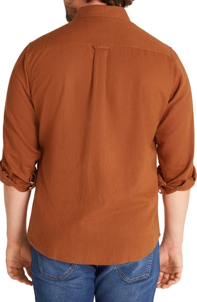 Shop Johnny Bigg Anders Linen Blend Button-up Shirt In Chestnut