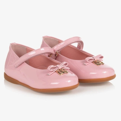 Shop Dolce & Gabbana Girls Pink Patent Leather Shoes