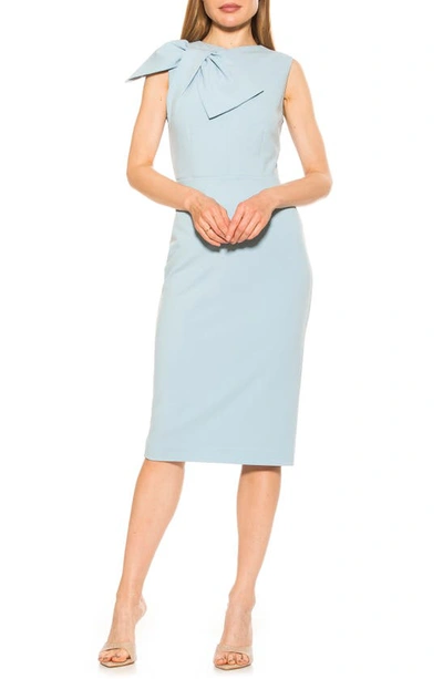 Shop Alexia Admor Brigitta Bow Tie Bodice Midi Dress In Halogen Blue
