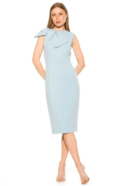 Shop Alexia Admor Brigitta Bow Tie Bodice Midi Dress In Halogen Blue