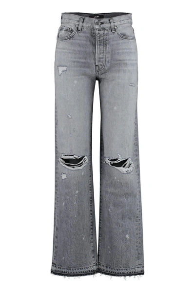 Shop Amiri 5-pocket Straight-leg Jeans In Grey