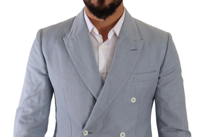 Shop Dolce & Gabbana Elegant Slim Fit Light Blue Double Breasted Men's Blazer