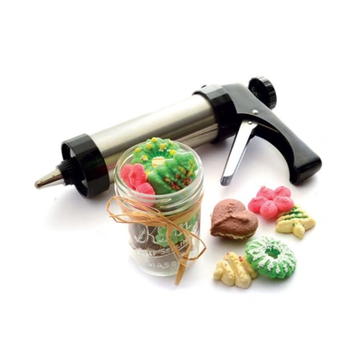 Norpro Stainless Steel Cookie And Icing Press With Storage Case, Black In White