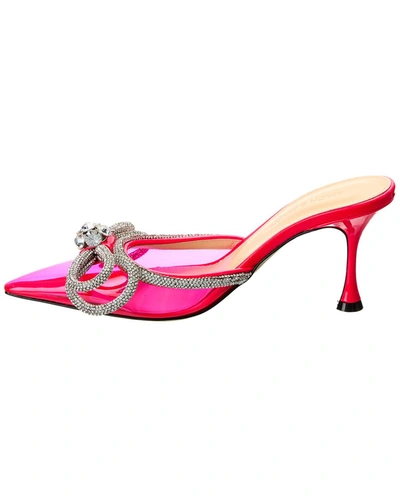 Shop Mach & Mach Double Bow Vinyl & Leather Mule In Pink