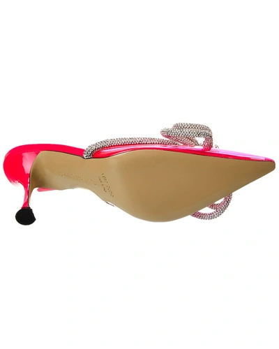 Shop Mach & Mach Double Bow Vinyl & Leather Mule In Pink