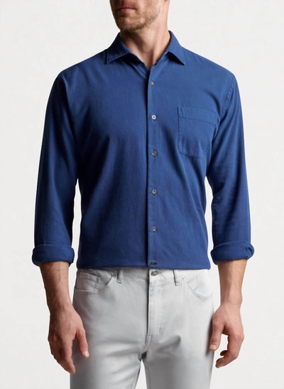 Shop Peter Millar Men's Woodland Garment Dyed Cotton Shirt In Atlantic Blue In Multi