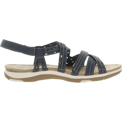 Shop Earth Origins Sass 3 Womens Faux Leather Casual Strappy Sandals In Blue