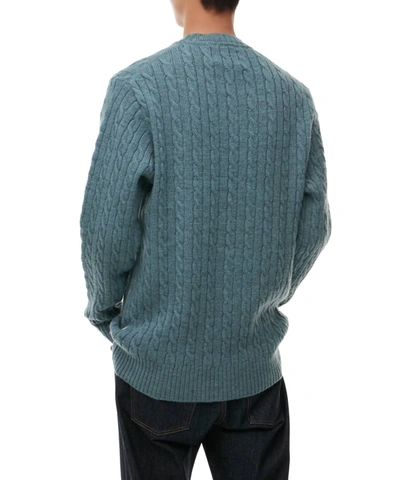 Shop Peregrine Men's Maker's Stitch Cable Washed Merino Sweater In Seafoam In Green