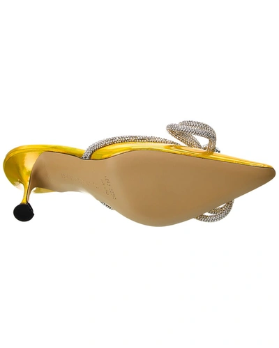 Shop Mach & Mach Double Bow Leather Mule In Yellow