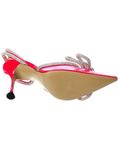 Shop Mach & Mach Double Bow Vinyl & Leather Pump In Pink