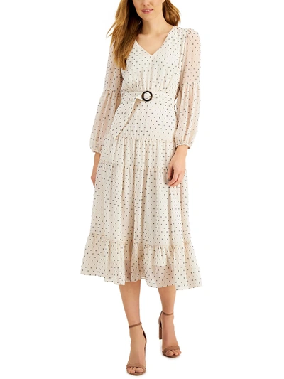 Shop Taylor Petites Womens Chiffon Long Sleeves Midi Dress In Multi