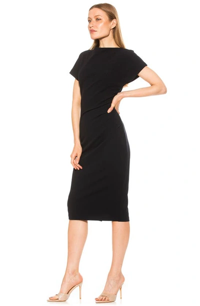 Shop Alexia Admor Annalise Draped Short Sleeve Body-con Dress In Black