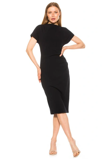 Shop Alexia Admor Annalise Draped Short Sleeve Body-con Dress In Black
