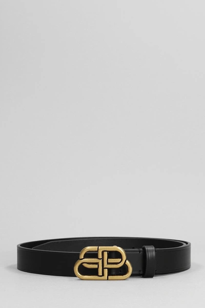 Shop Balenciaga Bb Thin Belts In Black Leather