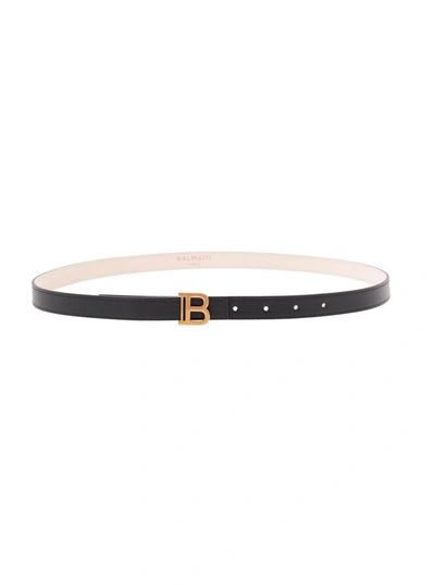 Shop Balmain Womans Black Leather B-belt Belt