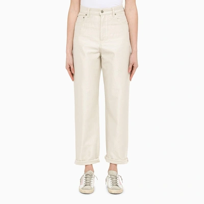 Shop Golden Goose Ivory Coated Jeans In Yellow Cream