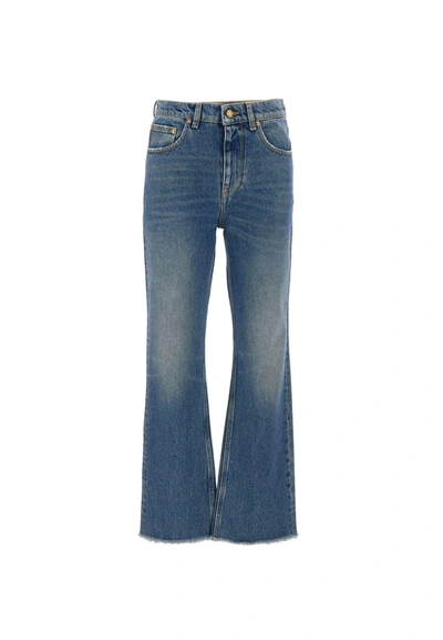 Shop Golden Goose New Cropped Flare Jeans In Blue