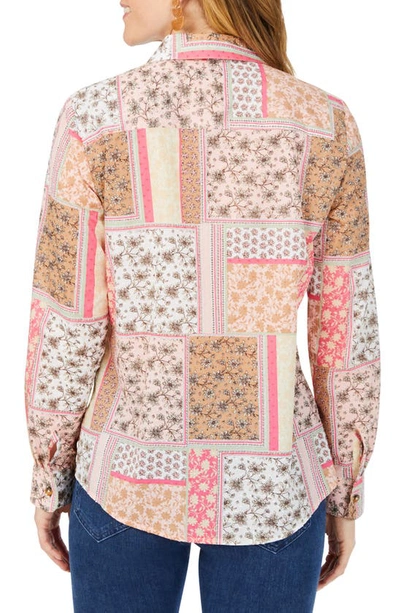 Foxcroft Ava Antique Scarf Cotton Button-up Shirt In Pink Rosato