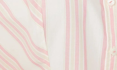 Shop Foxcroft Riley Stripe Cotton Button-up Shirt In Pink Whisper