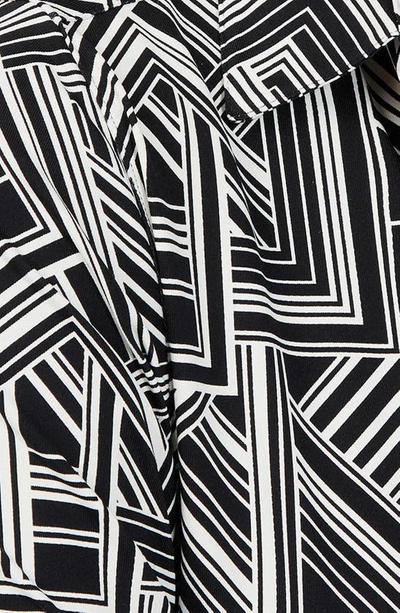 Foxcroft Mary Geometric Print Button-up Shirt In Black