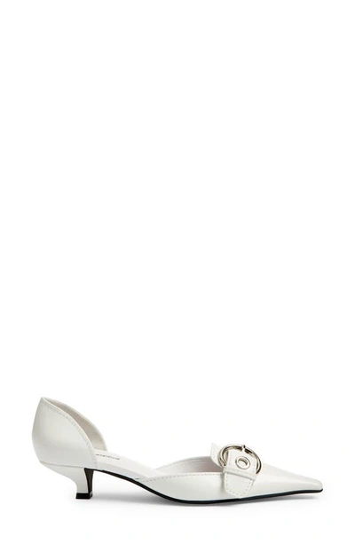 Shop Jeffrey Campbell Smooth Kitten Heel D'orsay Pump In White Silver