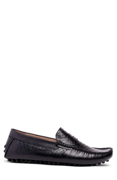Carlos Santana Jorde Snake Embossed Driver Loafer In Black