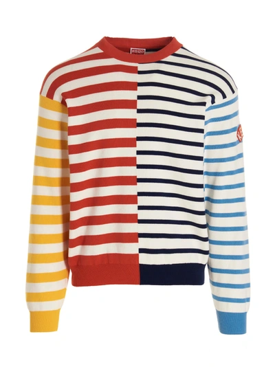 Shop Kenzo Logo Striped Sweater In Multicolor