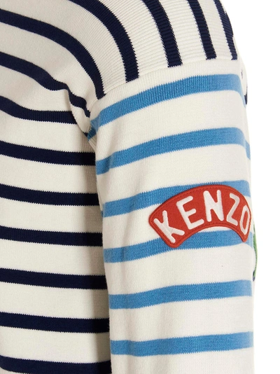 Shop Kenzo Logo Striped Sweater In Multicolor