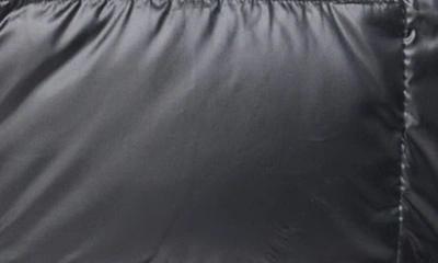 Shop Calvin Klein Faux Fur Trim Chevron Quilt Down Puffer Jacket In Pearlized Black