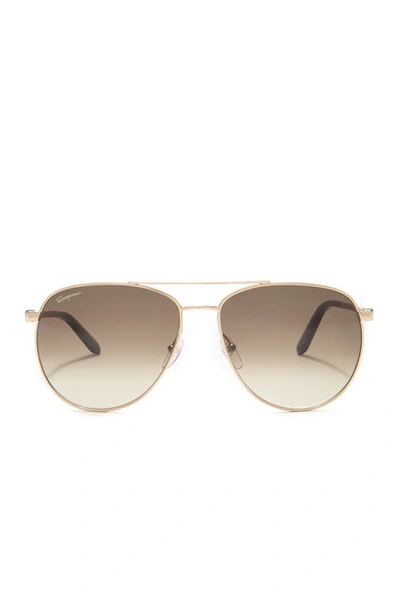 Shop Ferragamo 60mm Aviator Sunglasses In Gold