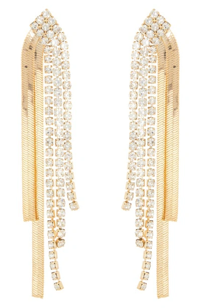 Shop Tasha Crystal & Chain Fringe Earrings In Gold