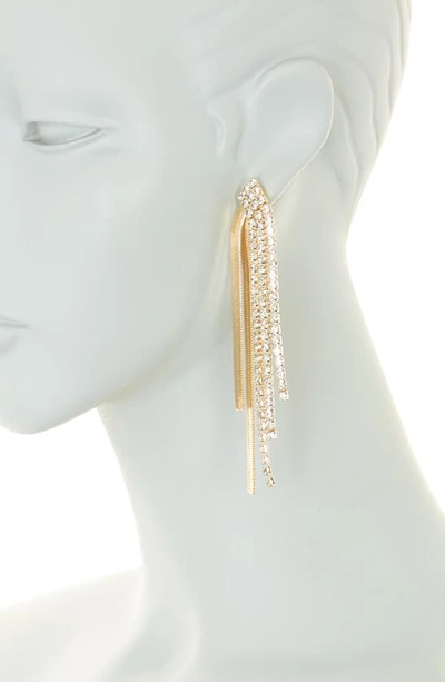 Shop Tasha Crystal & Chain Fringe Earrings In Gold