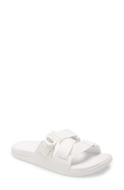 Shop Chaco Chillos Slide Sandal In White Fabric