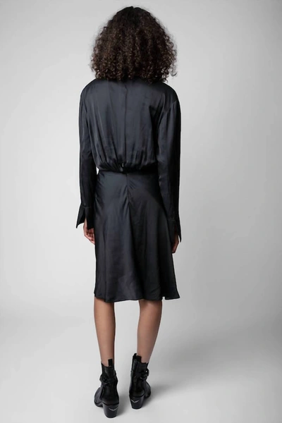 Shop Zadig & Voltaire Rozo Twisted Satin Shirtdress In Noir In Black