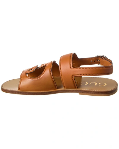 Shop Gucci Interlocking G Leather Sandal In Brown