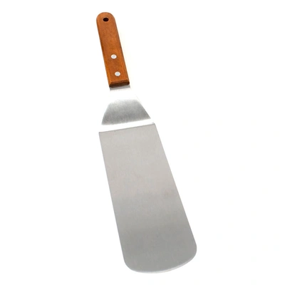 Shop Norpro Stainless Steel Jumbo Solid Spatula With Mahogany Handle, 12-inch In Silver
