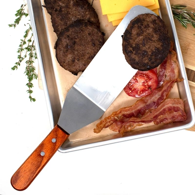Norpro Stainless Steel Jumbo Solid Spatula With Mahogany Handle, 12-inch In Silver