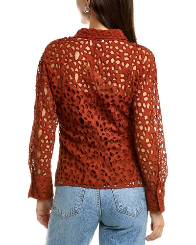 Shop Vince Lace Sculpted Shirt In Brown