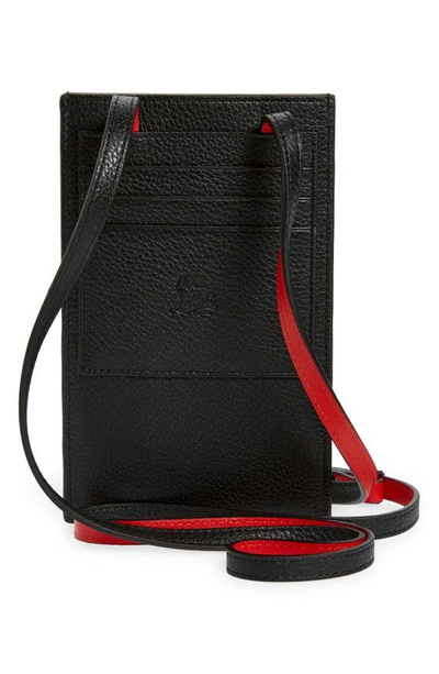 Shop Christian Louboutin By My Side Grained Calfskin Leather Phone Pouch In Cm53 Black/ Black
