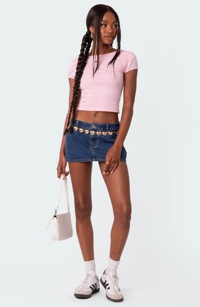 Edikted Bambi Open Back Crop T-shirt In Light-pink